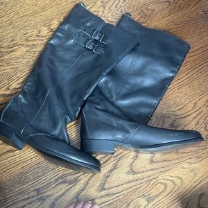 J. Crew Sleek Black Heeled Boots extended calf
